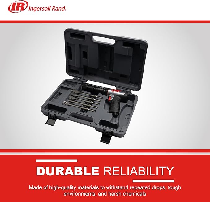 Ingersoll Rand 135MAXK Vibration Reduced Quick-Change Air Hammer 5-Piece Chisel Set, 2,600 BPM, 3" Stroke, Round Shank