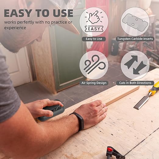 GSCIT Club Edge Banding Trimmer, with Tungsten Carbide Blades, Hand Planer Edge Bander for Burrs,Edge Corner Planer,Wood Chamfering Fillet Scraper,Edge Banding Cutter for PVC ABS Melamine (Gray)