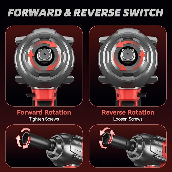 Cordless Impact Wrench 1107Ft-lbs(1500N.m), Brushless High Torque 1/2 Impact Gun with 21V 2x4.0Ah Battery, 3-Mode Speed, Electric Impact Driver with 4 Socket for Home Car Pickup Truck RV Mower