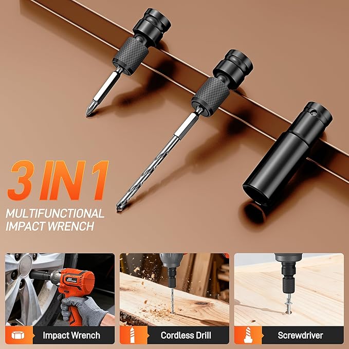 Cordless Impact Wrench, 1/2??Brushless Impact Gun, 369ft-lbs(500N.m), Power Impact Driver Kit with 4.0Ah Battery & Fast Charger, Electric Impact Driver Set for Car/DIY Furniture/Mower