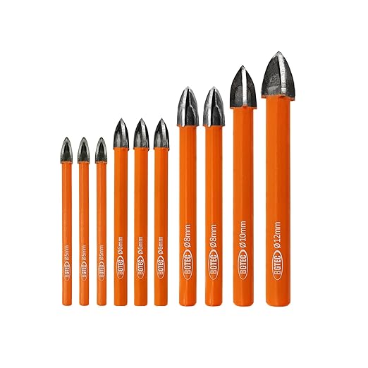 Carbide Tip Drill Bit-BGTEC Wood Drill Bits, 10pcs Round Shank 3/16"*3+1/4"*3+5/16"*2+3/8"+1/2" Cross Hard Alloy Drill Bits for Wood Plastic Masonry Brick