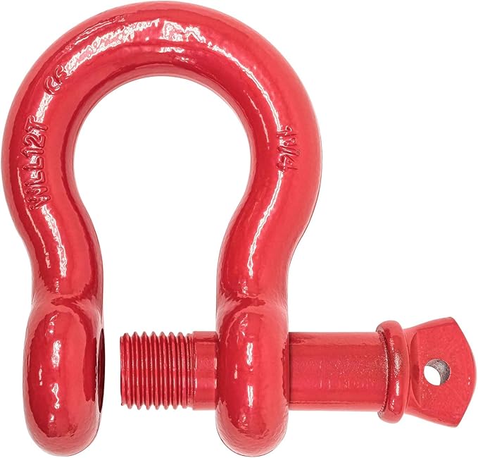 Mytee Products 1-1/4" Anchor Shackle Forged Carbon Steel w/Alloy Screw Pin WLL # 12.0 Tons 24,000 lbs Double Rust Protection Heavy Duty D Ring Shackle for Towing, Rigging & Vehicle Recovery (2 Pack)