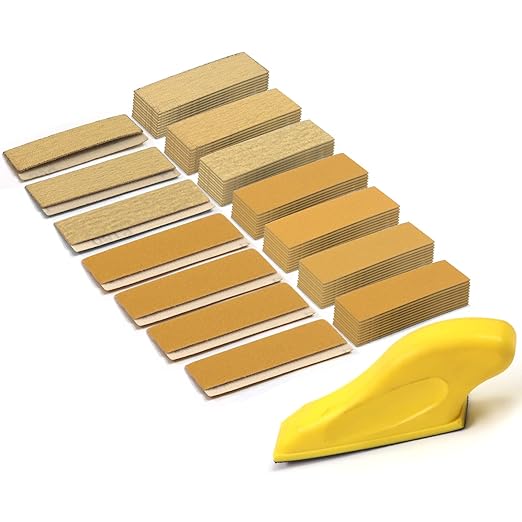 MAXMAN Sand Paper Sanding Block 3.5?쓝 1??Sandpaper Assortment 80 120 180 240 320 400 600 Grit, Micro Detail Sander, Sand Paper for Wood Furniture, Crafts, Woodworking Projects, Tight Spaces, 70Pcs