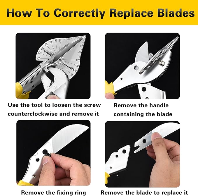 Multifunctional Trunking Miter Shears for Molding and Trim Cutter Adjustable 45 To 135 Degree Hand Tools for Cutting Plastic PVC and Molding Trim with Replacement blades