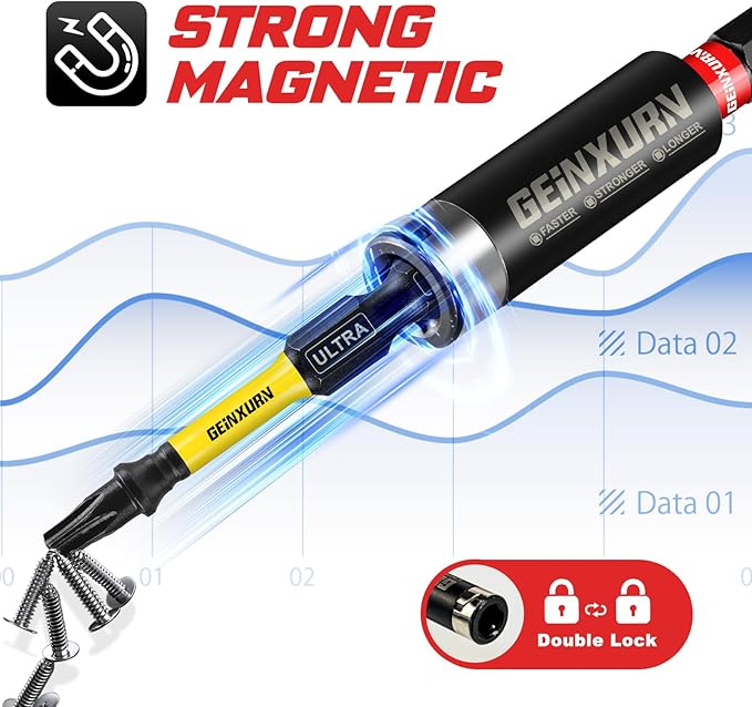 Impact Torx Screwdriver Bits Set, 52Pcs Magnetic(T7-T40) S2 Steel 1??2??3??6??Long Extension Multi Star Driver Bits and 1Pc Bit Holder with Color Coded Base