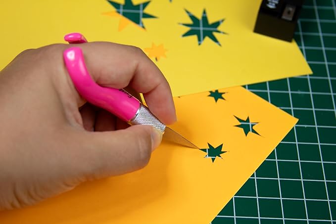 Excel Blades K71 Fingertip Craft Knife ??7-Inch Ergonomic Hobby Knife with Finger Loop ??Precision Cutting Tool for Paper, Vinyl, Foam, and Stencils ??Includes #11 Blade and Safety Cap ??Pink