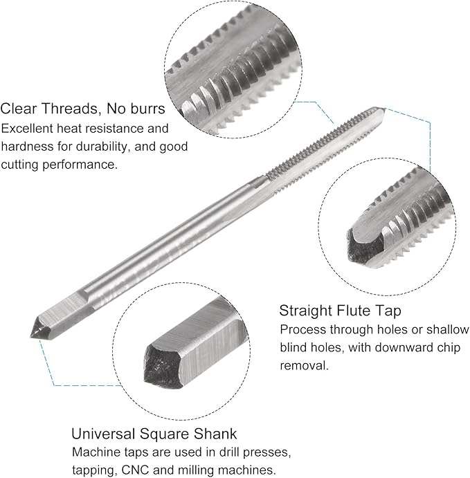 uxcell Metric Tap and Drill Bit Set, M3 x 0.5 Thread Tap & 2.5mm Black Oxide Twist Drill Bit, Straight Flute Tap Tapping Threading Repair Tool Kit