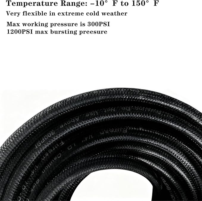 Air Hose 1/4 in x 100 ft, Polyurethane(PU), Reinforced Air Compressor Hose, Lightweight, Kink Resistant with 1/4??Industrial High Flow Quick Coupler and Plug, Bend Restrictors,300 PSI (Black, 100FT)