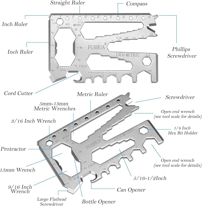 Multitool Credit Card Sized Pocket Tool, 42-in-1 Wallet Multi Tool Card,thicker and harder, Gifts for Dad, Husband, Men - Bottle Opener, Cord Cutter, Screwdriver, Ruler, Scraper etc
