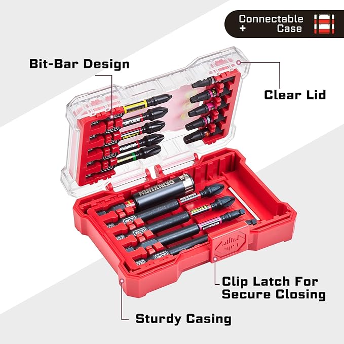 40Pieces Impact Screwdriver Bits Set, Magnetic S2 Steel Phillips/Square/Torx Insert Power Bits Tips,Impact Bit Holder with Storage Box Case