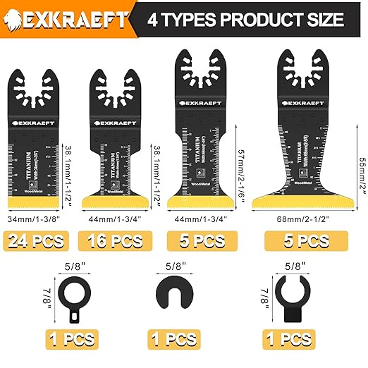 50 PCS Oscillating Tool Blade, Universal Titanium Multi Tool Blades for Metal Nails Wood Plastic and Hard Material, Oscillating Saw Blades Fit Dewalt Milwaukee Ryobi Rockwell Fein