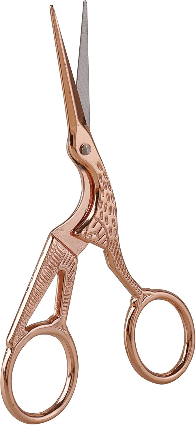 eZthings짰 10" + 4.5" Sewing Shears + Embroidery Stork Scissors Titanium Stainless Steel Ultra Sharp Tailor Dressmaker's Set for Cutting Fabric, Canvas, Denim (10 Inch + 4.5" Set Rose Gold)