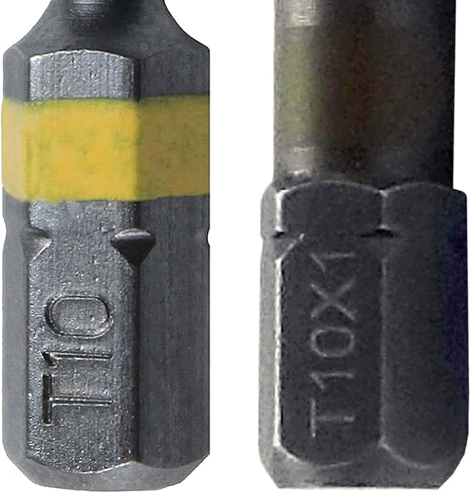 T10 x 1" Color-Coded Torx/Star Driver Bit - Precision Fit for T-10 Screws and Fasteners (5 Pack)