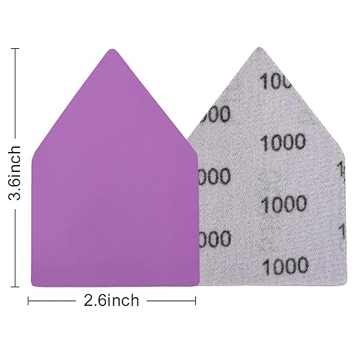 1000 Grit Sandpaper 50PCS, 90mm x 65mm Triangle Sanding Sheets, Fits Milwaukee M12 Fuel Sander, Hook & Loop Detail Sander Pads, Ceramic Alumina Abrasive Sand Paper for Wood Finishing, Detail Sanding