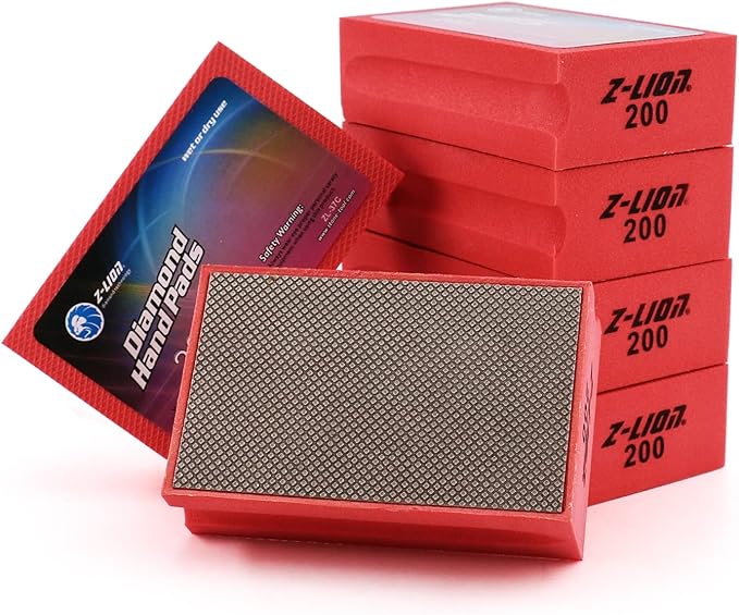Z-Lion Electroplated Diamond Hand Polishing Pads Foam Back for Granite Marble Stone Glass Ceramic (200#)