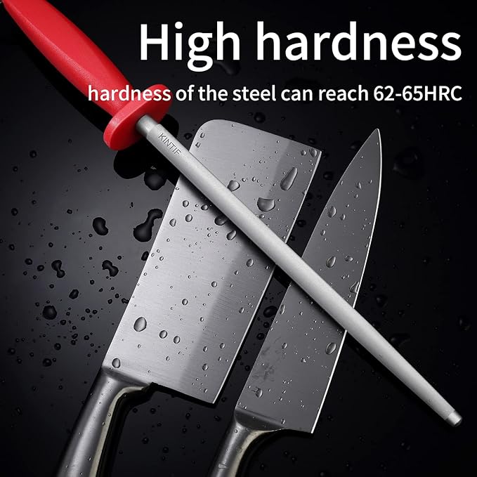 10 inch Honing Steel Honing Rod, Kitchen Knife Sharpener, High Carbon Steel, Fine Lines, High hardness,Helps Repair Restore Polish Blades Sharpening Steel