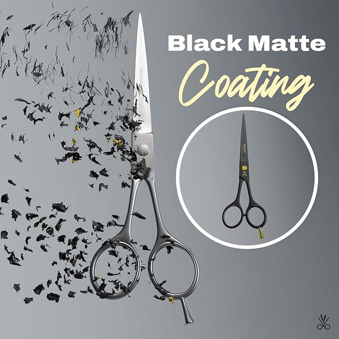The Cut Factory짰 6.5??Matte Black Luxury Hair Scissors ??Ultra-Sharp High Carbon Steel Barber Shears for Men, Women & Kids ??Gift-Boxed with Leather Pouch ??Precision Cutting for Salon & Home