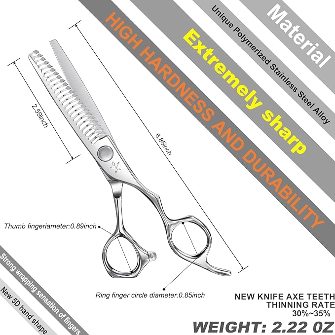 High-end Professional Hair Cut Thinning Scissors Hair Cutting Teeth Shears Barber Hairdressing Texturizing Scissor Extremely Very Sharp 6 Inch Stainless Steel Alloy For Men Women Salon& Home