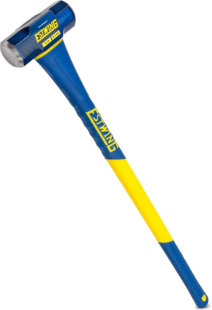 Estwing 6-Pound Hard Face Sledge Hammer for Demolition/Stake Driving, 50-55 HRC, 36-Inch Fiberglass Handle, Overstrike Protection, Textured Grip