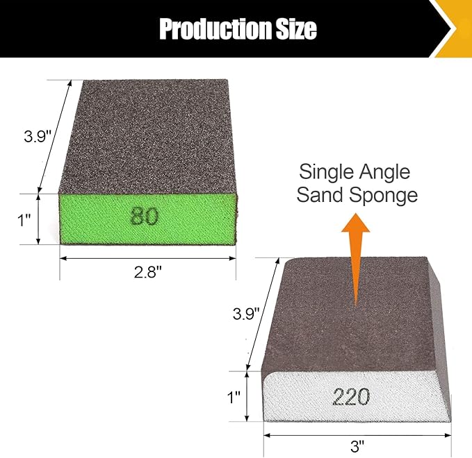 BOSHCRFAT 10 Pack Sanding Block, Washable and Reusable Sanding Sponge for Wood Drywall Metal Glasses Coarse/Medium/Fine/Superfine in 60/80/100/120/180/220 Grit Sandpaper Block Sand Paper Brick