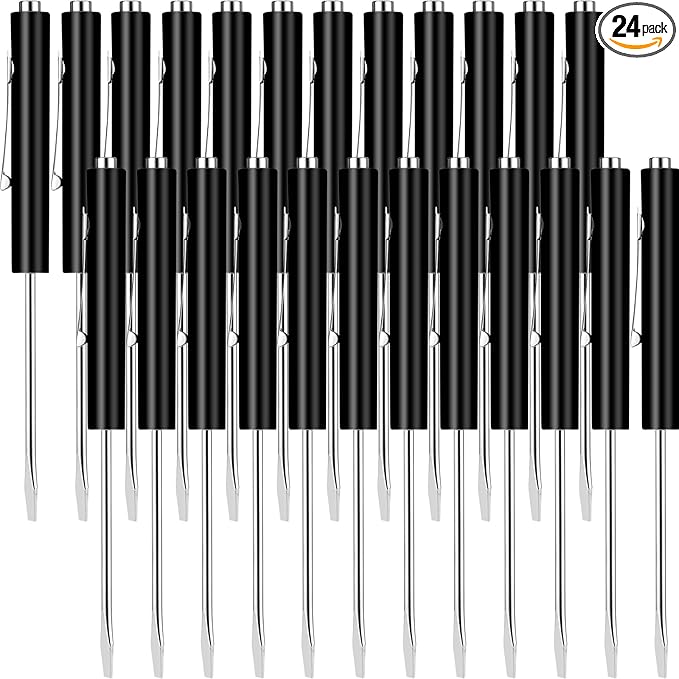 24 Pcs Pocket Screwdriver Mini Tops and Pocket Screwdriver with Magnet for Mechanical Electrician Technician Repair Tool (Black)