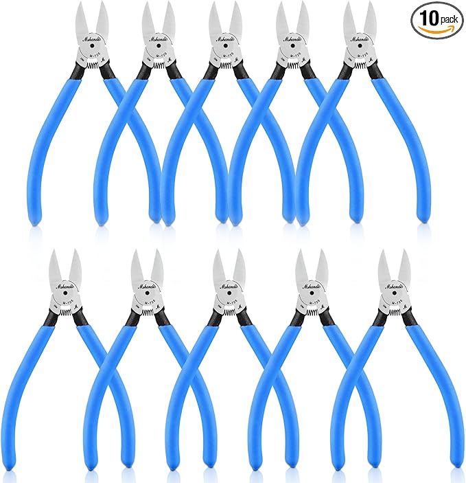 Wire Cutters Flush Cutters for Jewelry Making, Ultra-Sharp Side Cutters, CR-V Diagonal Cutters for Crafting, Flush Cut Pliers for Soft Copper Wire, Floral, Circuit Board (6" 10Pack)