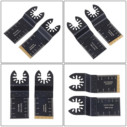 kimllier 50Pcs 34 X 44 MM Oscillating Multi-Tool Blade Set, 45 High Carbon Steel Saw Blades and 5 Titanium Coated, Cut Wood, Metal, Plastic