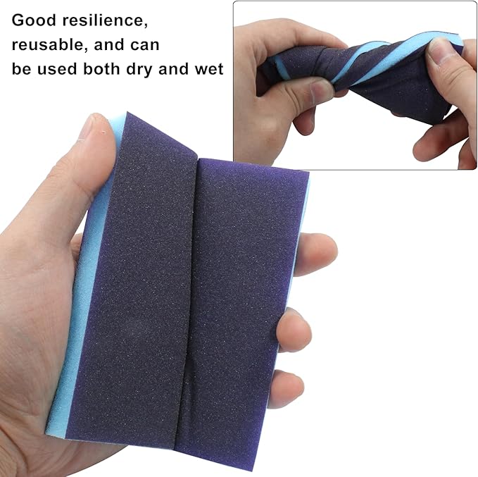 BokWin 16Pcs Sanding Sponge, 180 Grit Washable Sponge Sand Blocks, Wet and Dry Sanding Blocks for Plastic, Wood, Metal, Furniture (Grade 500 to 600)