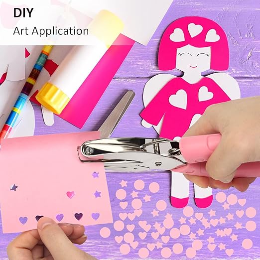 Coolrunner 3-Piece Metal Single Hole Paper Punch - DIY Handheld Punch with Circle/Star/Heart-Shaped Hole Makers