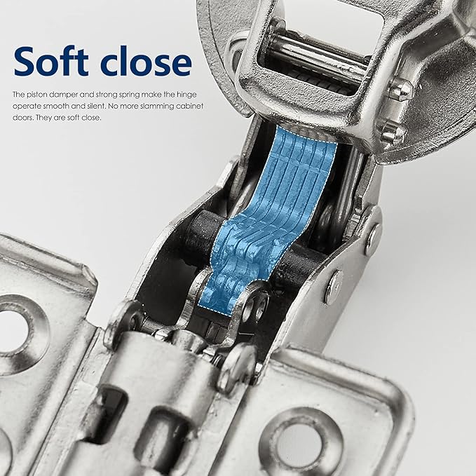 Ravinte 30 Pack 15 Pairs European Kitchen Cabinet Hinges Soft Close Half Overlay Door Heavy-Duty Frameless Adjustable Concealed Cabinet Cup Hinges