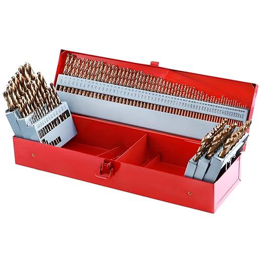 115Pcs Cobalt Drill Bits Set, M35 HSS 135째 Tip, Twist Jobber Length Drill Bit Kit for Hardened Metal, Stainless Steel, Cast Iron, Plastic and Wood with Indexed Storage Case, 1/16"-1/2"
