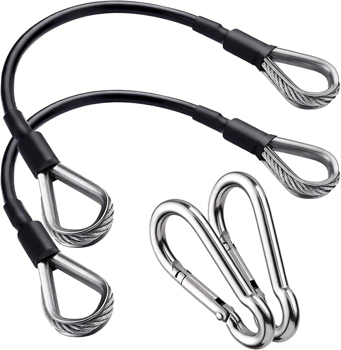 2PCS Gym Cable Extension,Replacement Cable Machine Accessories,Cable Pulley Attachments for Gym -Thick 5mm(0.2inch) Heavy Duty Steel Wire Rope for Home Gym Cable, Leg Extensions Machine