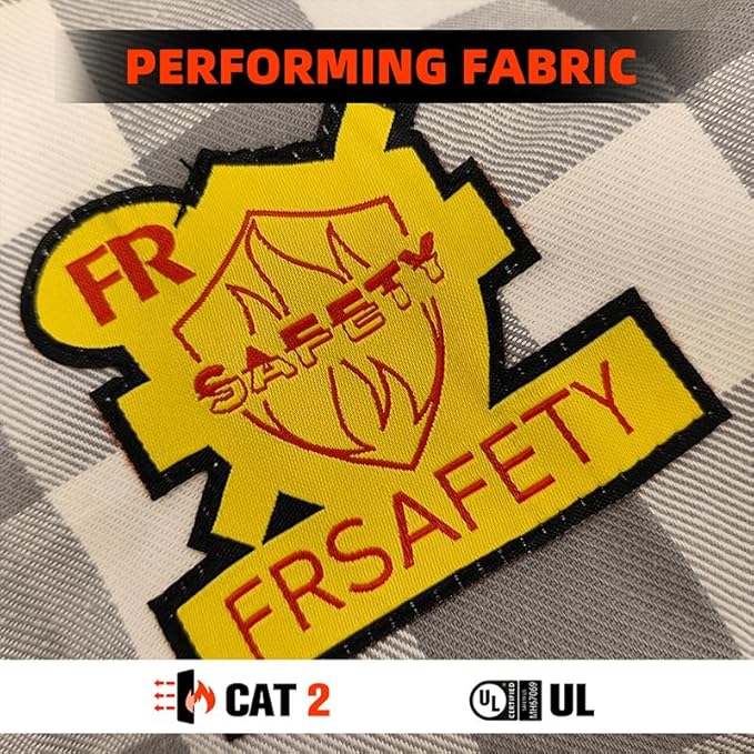 SKSAFETY 7oz FR Shirts for Men, Welding Shirt Hi Vis Flame Resistant 100% Cotton Fire Retardant Longsleeve Shirt CAT2