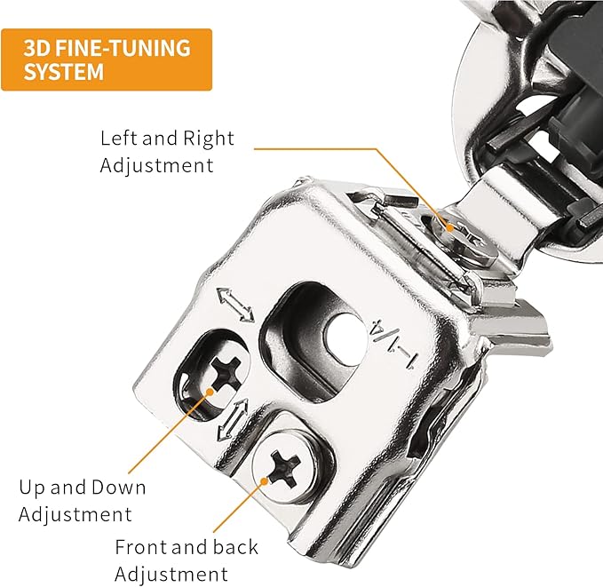 Chibery 20 Pack 1-1/4" Overlay 3D Soft Close Concealed Hinge for Face Frame Door, Smooth Slow Self Closing Hinges, Satin Nickel, Hidden 105째 Open Angle Stainless Steel Hinge for Kitchen Cabinet Door