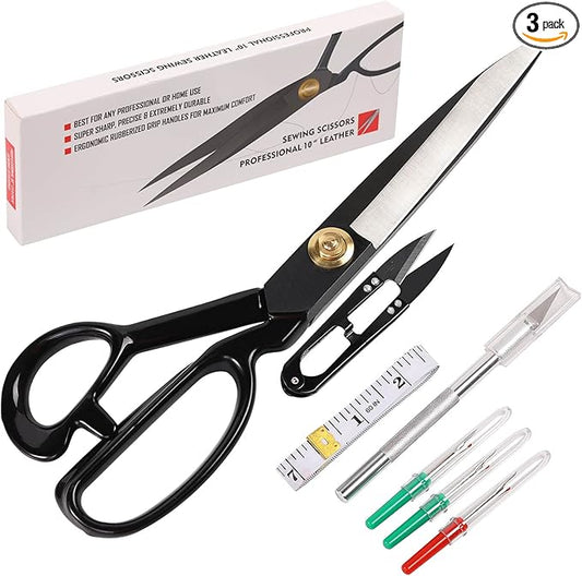 Professional Tailor Scissors 10 inch - Heavy Duty Sewing Fabric Scissors for Leather Cutting Industrial Sharp Shears Home Office Artists Students Tailors Dressmakers