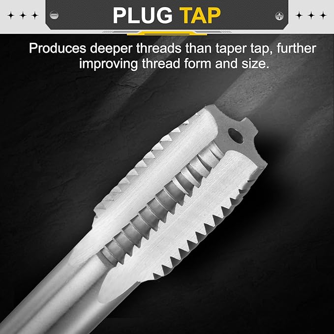 uxcell Hand Plug Tap M22 x 3 H2 Metric Thread Plug Style Taps Straight Flute Screw Tapping Threading Tool High Speed Steel HSS6542