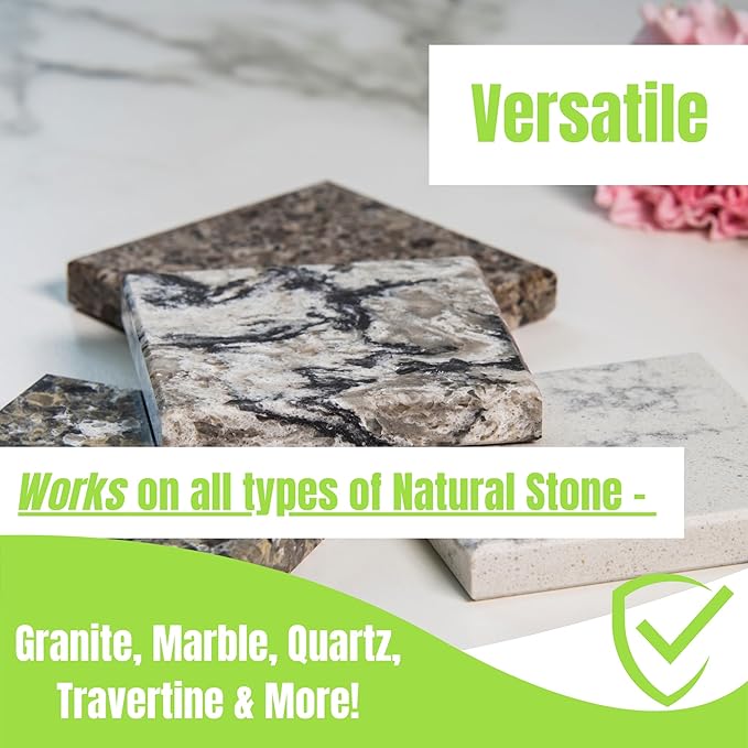 Granite Plus (Cleaner & Sealer) Deep Cleans & Seals All Natural Stone Countertops + Ultimate Grout Cleaner with Brush ??Safe for Natural Stone - Acid Free - Lifts Dirt & Stains (2pack)