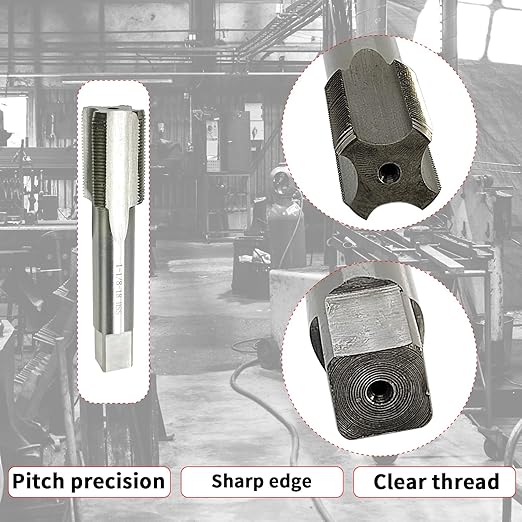 Lzcdelyxiao 1-1/8"-18 Tap, UNFF Right Hand Straight Flute Thread Tap, Machine Tap, Nominal Diameter 1-1/8", Thread Per Inch 18 Fin Thread, Tolerance Grade 2B, High Speed Steel HSS