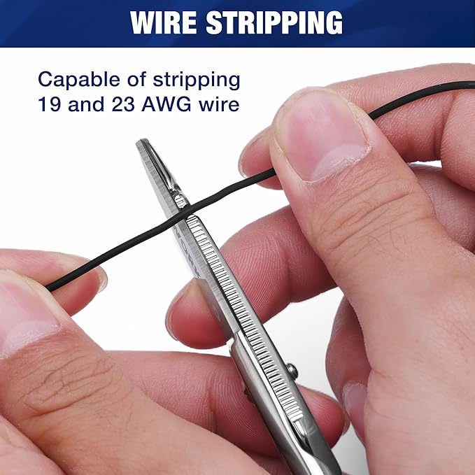 WORKPRO Electrician Scissors, 5-1/5 Inch Heavy Duty Scissors, Nickel-Plated Stainless Steel Snips with 19&23 Stripping Notches for Telecom and Electrical Work