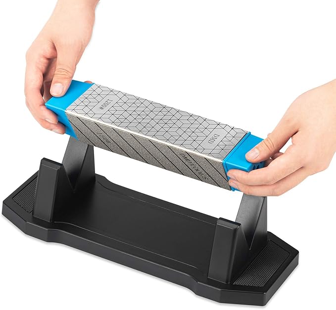 DMD Diamond Whetstone Knife Sharpener, 3-Sided Grit Coarse 150 | Medium 325 | Extra Fine 1200, Multi-Use Diamond Plate Honing Stone, Professional Sharpening Tool for Kitchen, Outdoor & Workshop