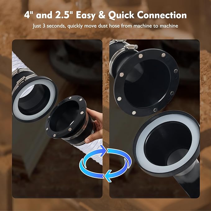 Magnetic Dust Collection Fittings Magnetic Dust Collector Vacuums System 4" and 2.5" Quick Connect Kit for Woodworking Tools (14)