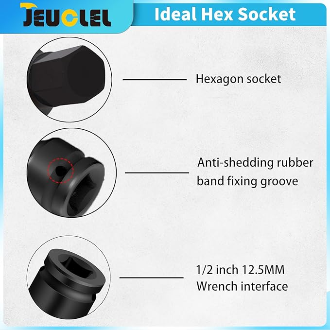 13mm Hex Impact Bit Socket, H13 1/2-Inch Impact Drive Allen Socket, Cr-Mo Steel Lengthen Hex Screwdriver Adapter for Electric Ratchet Wrenches Fastening Screws