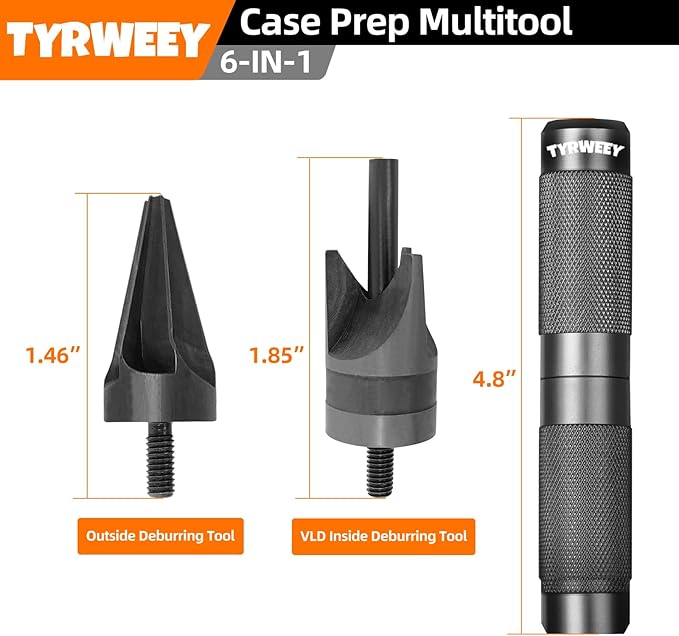 Case Prep Multitool, Case Chamfer Deburring Tools for Reloading, Primer Pocket Reamers and Cleaners for Removing Crimps(Black)