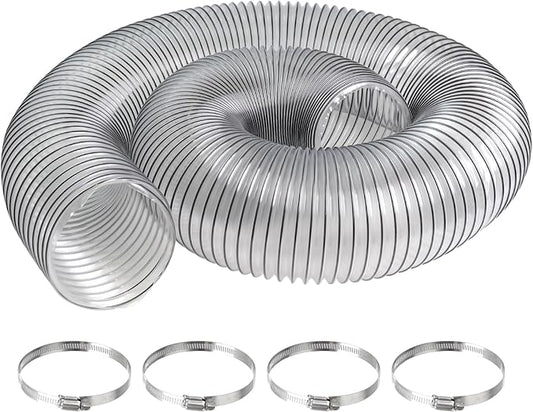 PVC Dust Collection Hose 6" x 10', Puncture Resistant 6 Inch Dust Collector Hose for Shop Vacuum,Woodworking Dust Collection Systems,Flexible Clear PVC Fume Debris Dust Hose Tube w/Carbon Steel Wire