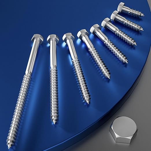 Lag Screws Wood Screws (35PCS, 5/16" x2-1/2, Silver) Hex Head Lag Bolts,(8x65) Heavy Duty Lag Screws,304 Stainless Steel Bolts 18-8