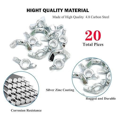 20 PCS 3/8-16 Inch Wingnuts, Quality Carbon Steel Wing Nuts Zinc Plated Fasteners Parts Butterfly Nut, Hand Twist Tighten Hardware Nuts Butterfly Wing-Nut 3/8-16??Assorted Kit