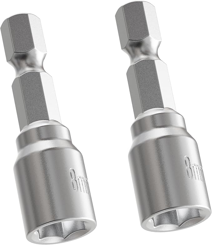 FOCKEAMS 2Pcs 8mm/0.31in Magnetic Nut Setter Driver Drill Bit,Quick-Change,Impact Nut Driver Kit for Electric Drill,1/4" Hex Shank Drill Socket,42 mm Length Cr-V Adapter Drill Bits,Metric&SAE