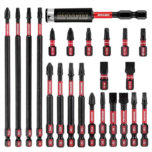 Impact Tough Magnetic Mixed 23Pack Insert Driver Bits, S2 Alloy Steel Screwdriver Power Bits Set with 1Pcs Impact Magnetic Bit Holder