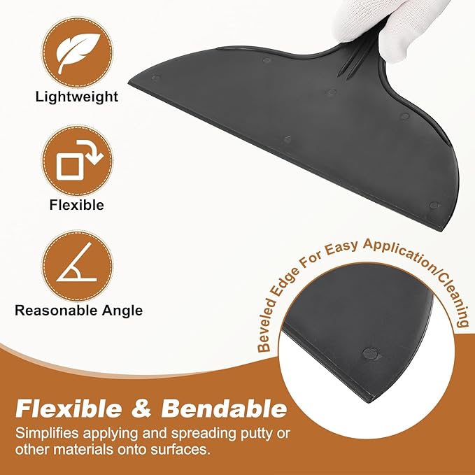 HARFINGTON 5pcs Putty Knife Scraper 10" Width Flexible Plastic Putty Knife Paint Scraper Tool for Taping Drywall Spreading Painting Wall Scratching Black