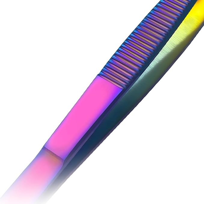 Iris Forceps 4" Rainbow - Fine Tips, Slip-Resistant Grip, Multicolor Stainless Steel Precision Craft Tool for DIY Enthusiasts